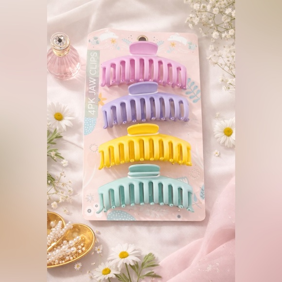 Accessories - Pastel Claw Clip Set | 4 Pack Large Jaw Hair Clips 🌸💖